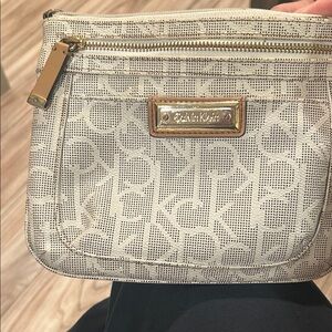 Calvin Klein Beige Monogram Clutch